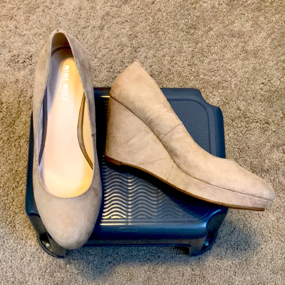 Nude Suede Wedges - Ninewest